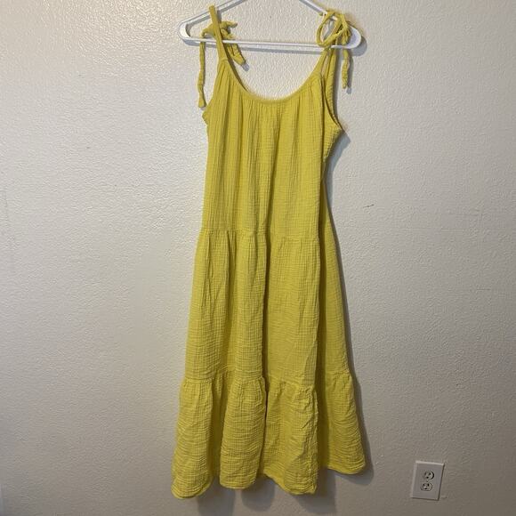 Xirena Reagan Gauzy Cotton Midi Dress In Limon Yellow Size XL - Picture 2 of 12